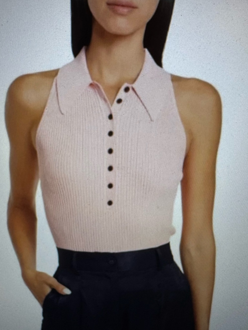 A.L.C. Asher rib knit polo tank top Size S